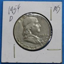 1954-D Franklin Half Silver Dollar Coin