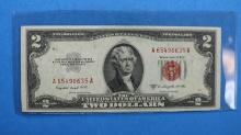 1953 B United States Note Two Dollar Bill $2 Red Label