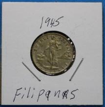 1945 D Twenty Centavos Filipinas Philippines US Silver Coin