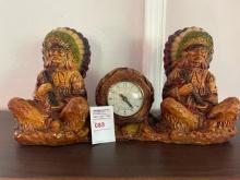 Plaster cast Indian Chiefs clock