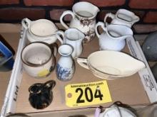 LOT: 9-PC ASSORTED CREAMERS, GRAVY BOATS, SAUCE PITCHERS