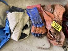 LOT OF ASSORTED WELDING ACCESSORIES, GLOVES, APRONS