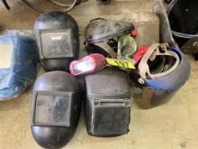LOT OF (8) ASSORTED WELDING HELMETS W/ ASSORTED WELDING & SAFETY GOGGLES