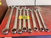 LOT OF  8-SNAP-ON COMBINATION SAE WRENCHES, 1 1/4" - 1"