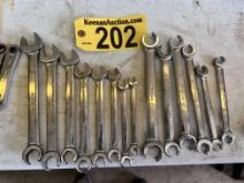 LOT OF (14) SNAP-ON FLARE NUT & OPEN END WRENCHES, SAE & METRIC