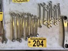 LOT OF (22) ASSORTED SNAP-ON SAE & METRIC WRENCHES, ANGLE OPEN END & COMBINATION