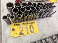 LOT OF (35) SNAP-ON DEEP WELL SOCKETS, SAE & METRIC