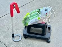 Rolling Plastic Stool and Dirt Devil Scrubber and Edu=Science Metal Detector Battery Operated