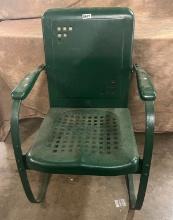 Vintage Green Painted 1950s Pressed Metal Sling Chair