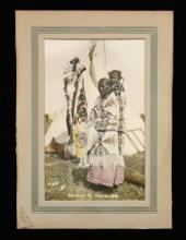 FINE LARGE COLOR IMAGE "SQUAW & PAPOOSE".