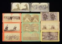 GROUP OF 11 STEREOVIEWS WITH INDIANS.