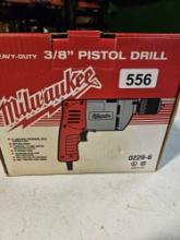 Milwaukee 3/8 Pistol Drill with Reversing Trigger Lock & Keyless Chuck