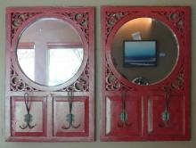(2) Painted Wall Mirrors with Hooks