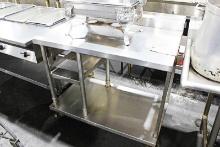 42IN. STAINLESS STEEL WORKTOP TABLE ON CASTERS