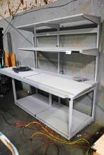 8FT. ROLLING TABLE W/ OVERSHELVES