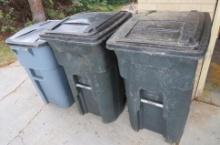 Three Poly Garbage Cans